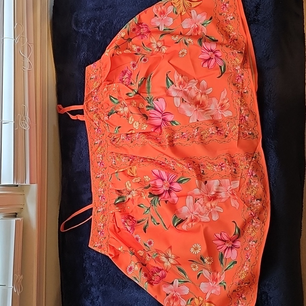 Floral Orange Women's  Crop Top - Picture 5 of 5